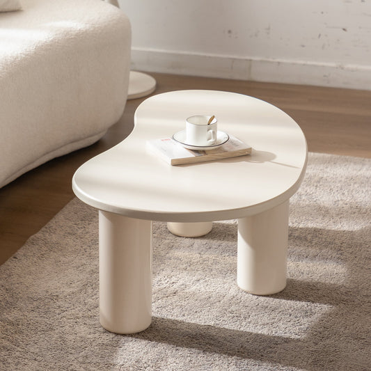 Cloud Coffee Table, 35.43" Irregular Cream Beige Coffee Table with 3 Legs, Modern Center Table for Living Room, Indoor Tea Table, Easy Assembly Livingsource