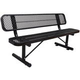 Outdoor Steel Bench with Backrest Black Carbon Steel 6 ft. SolidRoot Buy Furniture USA
