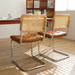 Dining Chairs Set of 2, Fauex Leather Rattan Side Accent Chairs with Chrome Legs, Modern Mid Century Breuer Designed Chairs, Upholstered Dining Living Room Kitchen Chairs (Brown-2pcs) Livingsource