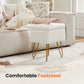 Vanity Stool Chair with Storage, Ottoman Faux Fur Soft Padded Makeup Footstools Seat with 4 Metal Legs Anti-Slip Adjustable Feet Modern,white - SolidRoot Buy Furniture USA