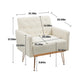 COOLMORE  Armchair Single Sofa Modern Tufted Upholstered Side Reading Chairs with Arm and Gold Metal Leg for Living Room Bedroom (White teddy ) Livingsource