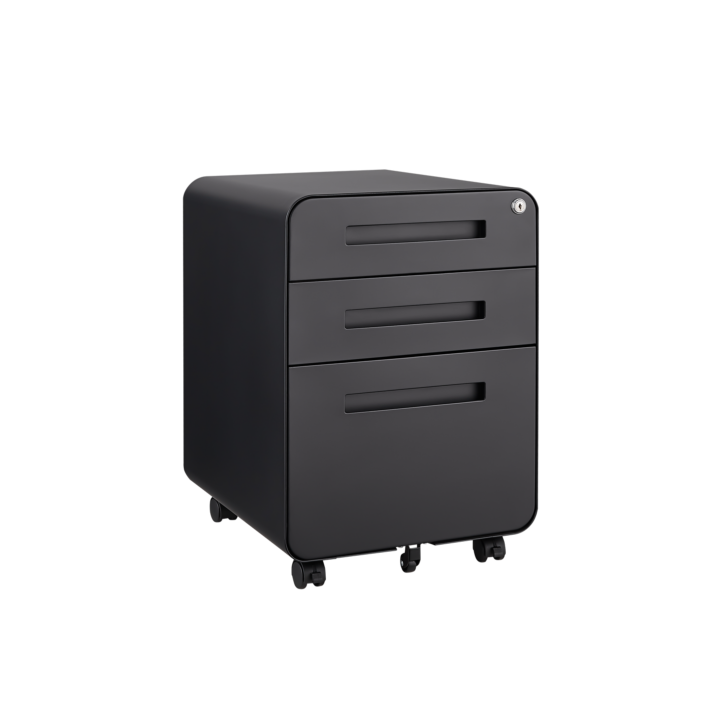 3 Drawer Mobile File Cabinet Under Desk Office,Simple Style Versatile Storage Cabinet for Legal/Letter/A4 Files, 5 Wheel Design Anti-Tilting Cold Rolled Steel Waterproof Moisture-Proof Black