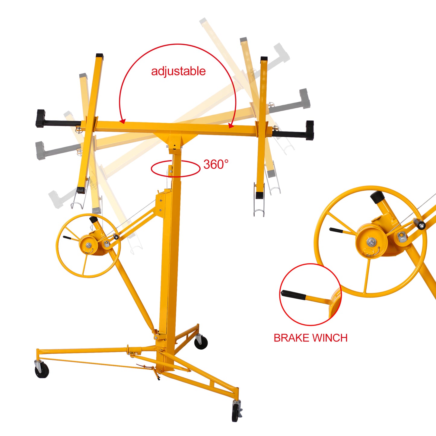 Drywall Lift Panel 11' Lift Drywall Panel Hoist Jack Lifter,yellow