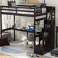 Twin Size Loft Bed with Storage Staircase and Built-in Desk, Espresso (Old SKU:GX000903AAP) - SolidRoot Buy Furniture USA