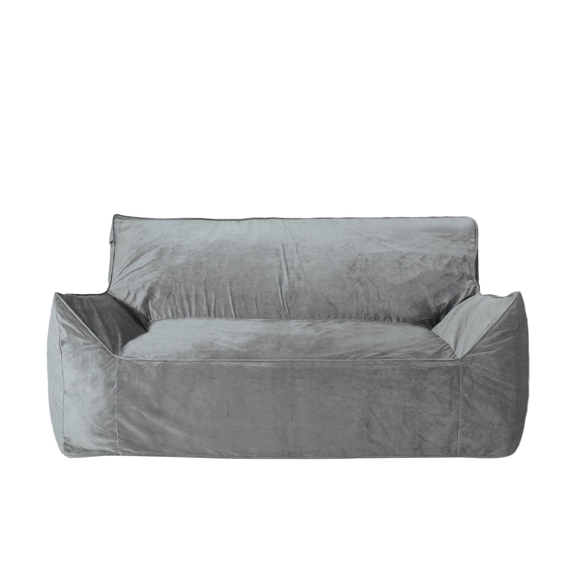 Fila Velveteen Oversized 2 Seater Bean Bag Chair with Armrests, Soft Velvet, Gray, 60x40 Inches SolidRoot Buy Furniture USA