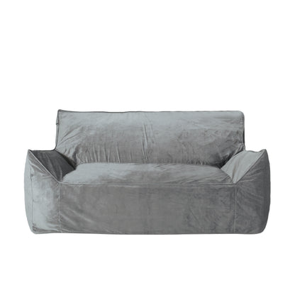 Fila Velveteen Oversized 2 Seater Bean Bag Chair with Armrests, Soft Velvet, Gray, 60x40 Inches SolidRoot Buy Furniture USA