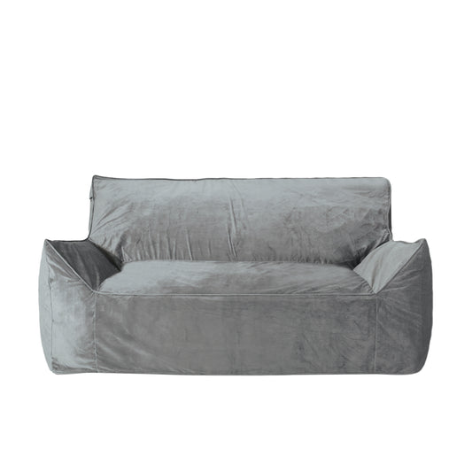 Fila Velveteen Oversized 2 Seater Bean Bag Chair with Armrests, Soft Velvet, Gray, 60x40 Inches SolidRoot Buy Furniture USA