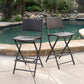 Outdoor Wicker Barstools Faux Rattan Patio Bar Stools Foldable Chair, Multibrown, Set of 2 - SolidRoot Buy Furniture USA