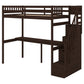 Twin Size Loft Bed with Storage Staircase and Built-in Desk, Espresso (Old SKU:GX000903AAP) - SolidRoot Buy Furniture USA