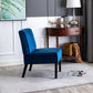 Reese Mid Century Modern Accent Chairs Set of 2 with Minimalist Design, Elegant Velvet Upholstery and Solid Wood Legs, Ideal for Living Room or Bedroom, Dark Blue Livingsource