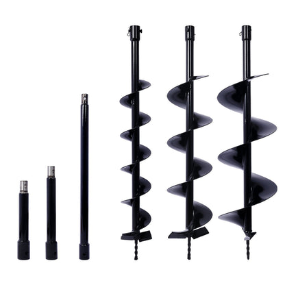 Auger Drill Bit for Planting Hole, Bulb Bedding Digging Post Hole Planting Tool for 3/4' Shaft Auger,Hole Digger Replacement Auger Bits Earth Auger Digging Bit 4IN+6IN+8IN+EXTENSION ROD KIT Livingsource