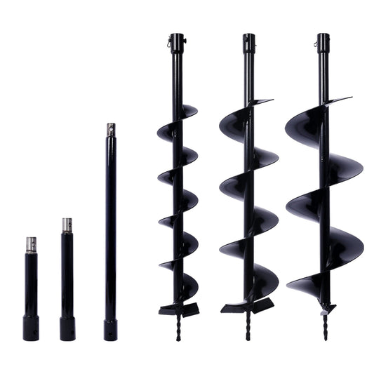 Auger Drill Bit for Planting Hole, Bulb Bedding Digging Post Hole Planting Tool for 3/4' Shaft Auger,Hole Digger Replacement Auger Bits Earth Auger Digging Bit 4IN+6IN+8IN+EXTENSION ROD KIT Livingsource