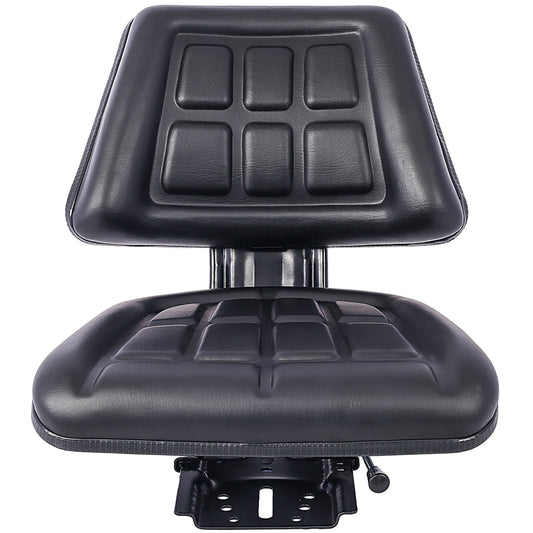 Tractor Seat w/ Backrest Black Slide Track Steel/PVC Compact Mower Livingsource
