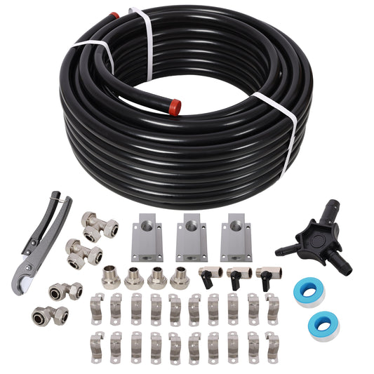 3/4 inch x 100 feet Tubing and Aluminum Outlet Blocks,High Quality PEX-AL-PEX Tubing, Compressed Air Piping System,Air Compressor Hose Accessories,Black Tubing SolidRoot Buy Furniture USA