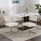 A&A Furniture,Modern Dining Chairs with Corduroy Fabric,Gold Metal Base, Accent Armless Kitchen Chairs with Channel Tufting,  Side Chairs, Set of 2, Beige Livingsource