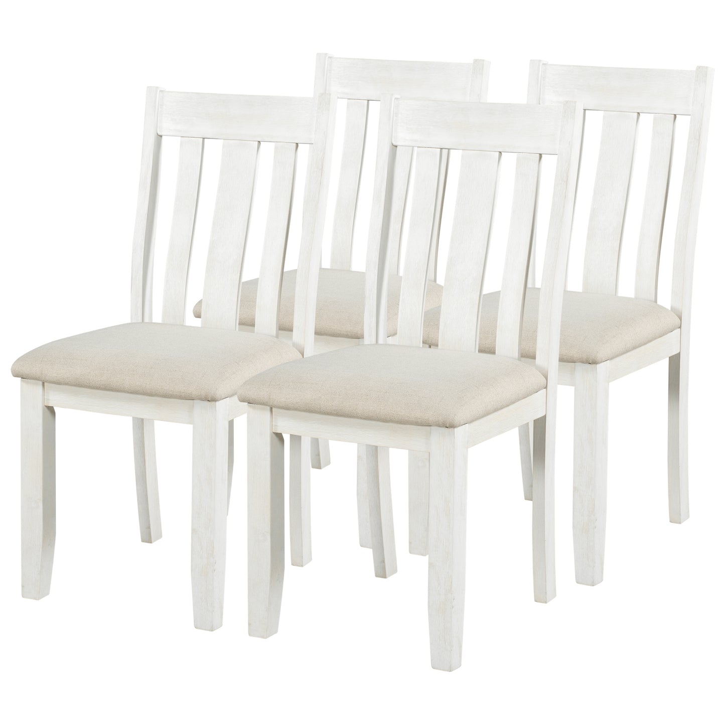 TREXM Retro Style 7-piece Dining Table Set with Extendable Table and 6 Upholstered Chairs (Brown+White)