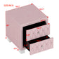 Elegant Velvet Nightstand with 2 Drawers and Crystal Handle, Storage Bedside Table with Button-Tufted, Pink Livingsource