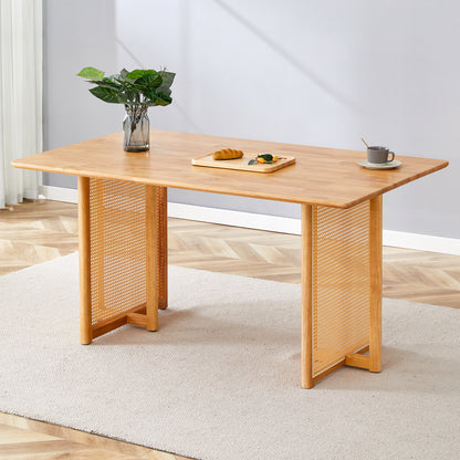 Chinese country retro solid wood dining table, simple modern imitation rattan dining table, wooden dining table.Suitable for dining room, office.Natural Style Solid Wood Dining Table.W1151P154592 SolidRoot Buy Furniture USA