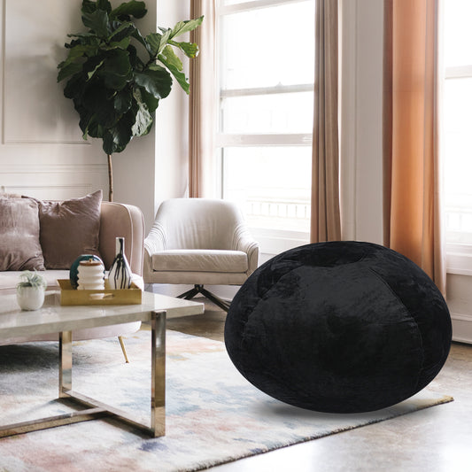 Minky Velvet Bean Bag Chair, Black-4ft Plush Floor Chair for Kids and Adults w/ Washable Cover, Lounge Chair with Stretchable Fabric, Comfy Bedroom Chair, Filled with Shredded and Memory Foam. SolidRoot Buy Furniture USA