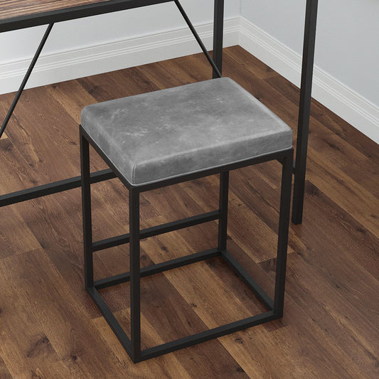 (Set of 2) Riley Indoor Grey Metal Faux Leather Bar Stools