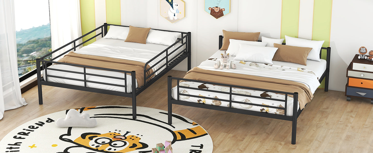 Full XL Over Queen Metal Bunk Bed, Black