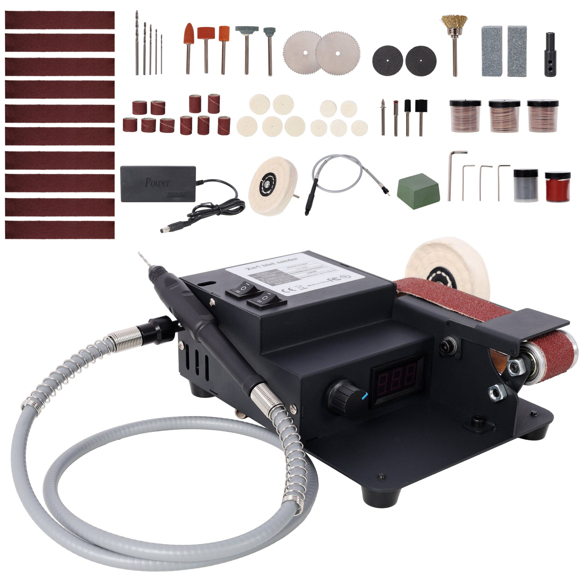 2-in-1 Belt Sander,350W Dual Motor Rotary Tool Sand Belt,Mini Electric Belt Sander Desktop Polisher,Multifunctional Power Tool SolidRoot Buy Furniture USA