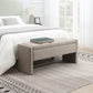 Modern Bed End Bench with Storage,Upholstered Large Foot Rest Stool, Comfy Window Vanity Bench for Living Room,Bedroom,Dorm,Coffee Table,Linen Grey Brown Livingsource