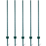 5-Pack 5ft Heavy Duty Metal Fence Posts (Green) - Steel U-Channel Garden Stakes with Anchor Plate for Chicken Wire, Poultry Netting & Animal Barriers SolidRoot Buy Furniture USA