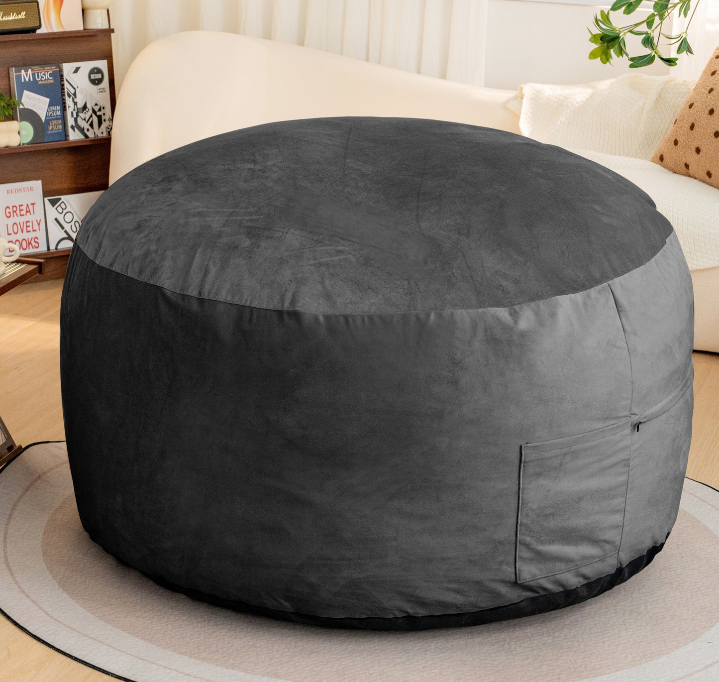 Bean Bag Chair: Giant 5' Memory Foam Furniture Bean Bag Chairs for Adults with Microfiber Cover - 5Ft