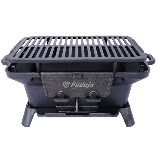 Oval Cast Iron Grill Outdoor, Portable Charcoal Grill and Tabletop Cast Iron Skillet - 100% Cast Iron, Enameled, Durable, Small Charcoal Grill, Camping Stove, Hibachi Grill Livingsource