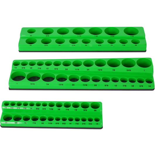 3 Piece SAE Magnetic Socket Organizers, Socket Organizers for Toolboxes, Socket Organizer, Magnetic Socket Holder, Black Tool Box Organizer,green,SAE Livingsource