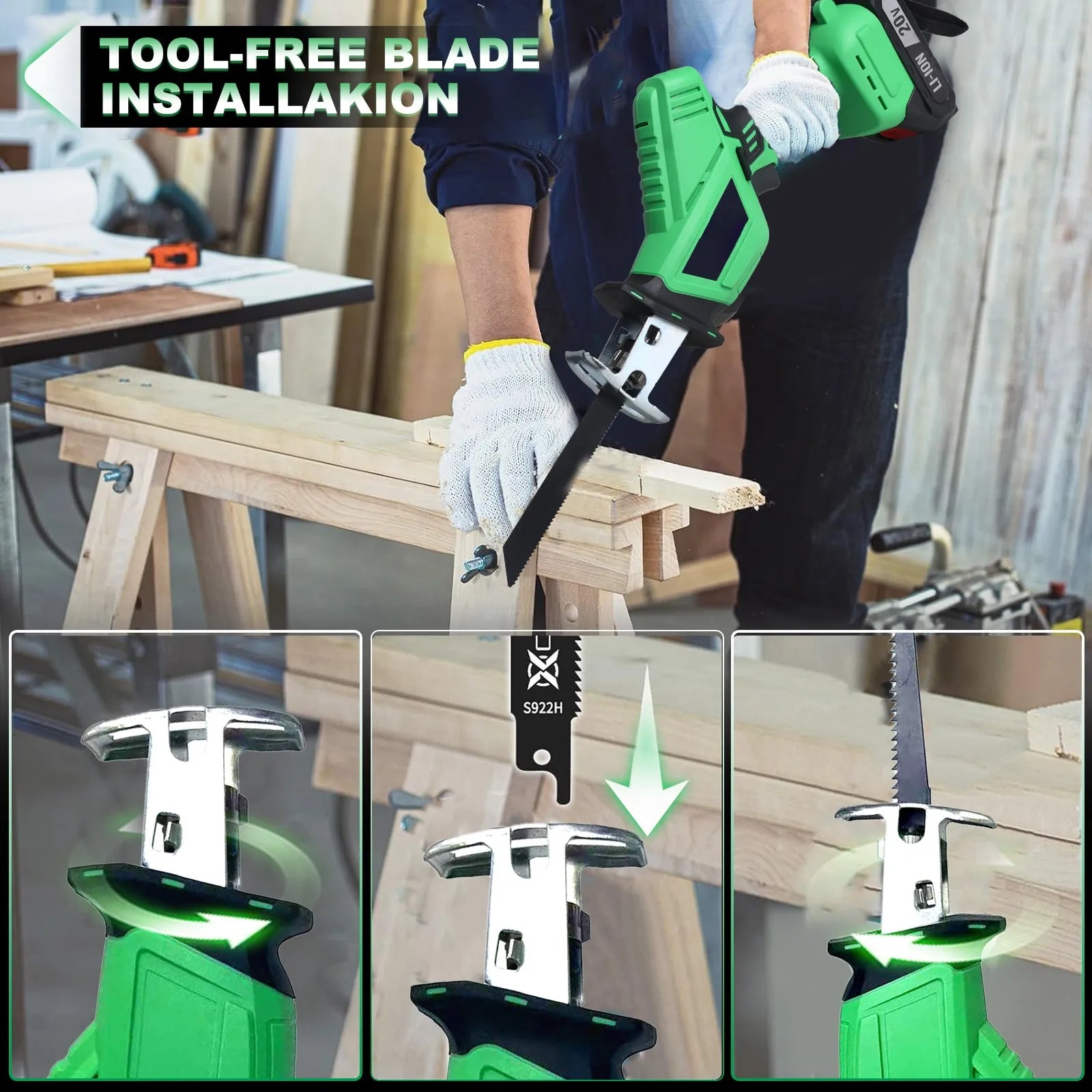 20V Cordless Electric Reciprocal Saw Industrial Grade DIY Tool for Metal Wood PVC & Plastic-Shipped from Local US Warehouse SolidRoot Buy Furniture USA