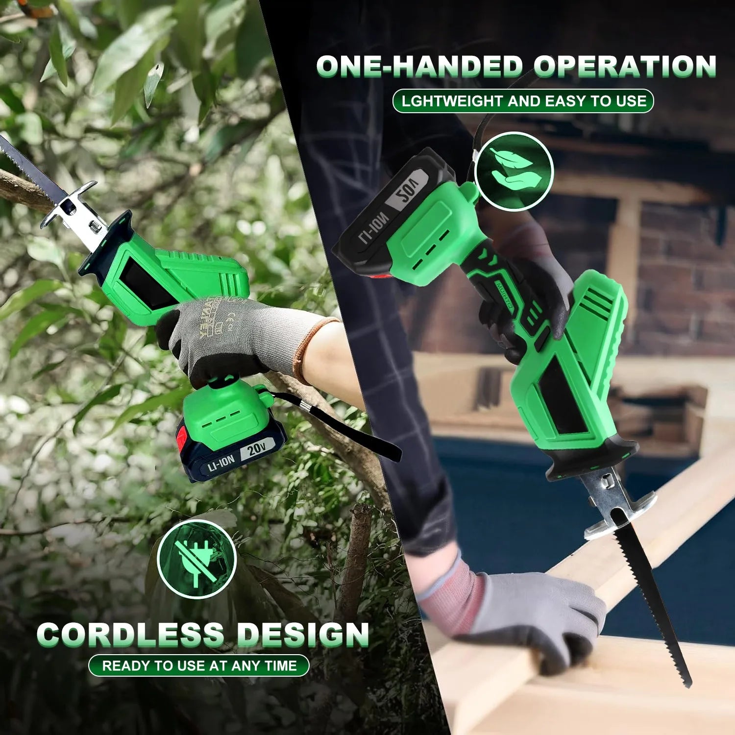 20V Cordless Electric Reciprocal Saw Industrial Grade DIY Tool for Metal Wood PVC & Plastic-Shipped from Local US Warehouse SolidRoot Buy Furniture USA