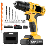 20V Keyless Cordless Drill Set Electric Screwdriver Mini DIY Tools Variable Speed Brushed Motor Power Source Battery Local US SolidRoot Buy Furniture USA