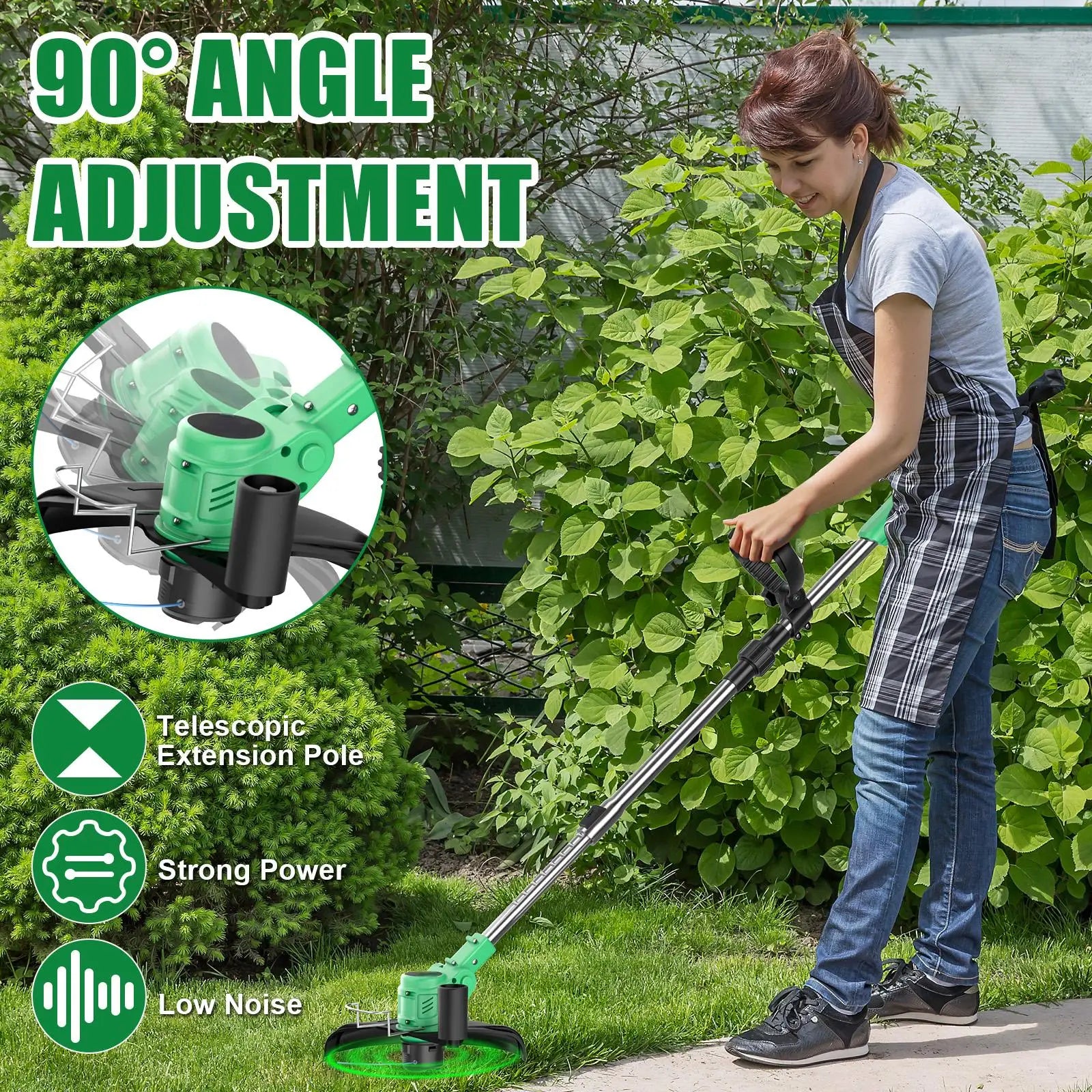 Electric Grass Trimmer 20V Cordless with Folding Handle DIY Grade Local US Warehouse SolidRoot Buy Furniture USA