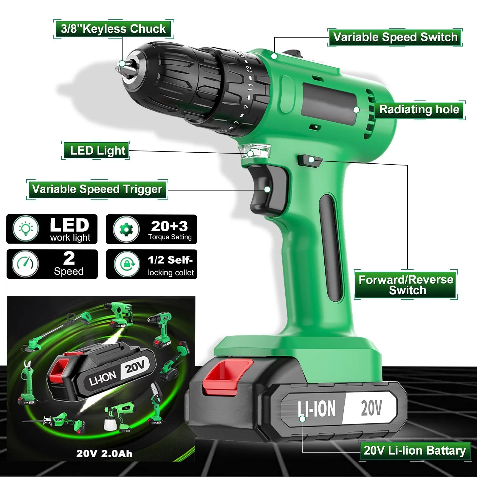 OEM Customizable 20V Cordless Impact Drill Electric Screwdriver with Drop Shipping Local US Warehouse Supported Power Drills SolidRoot Buy Furniture USA