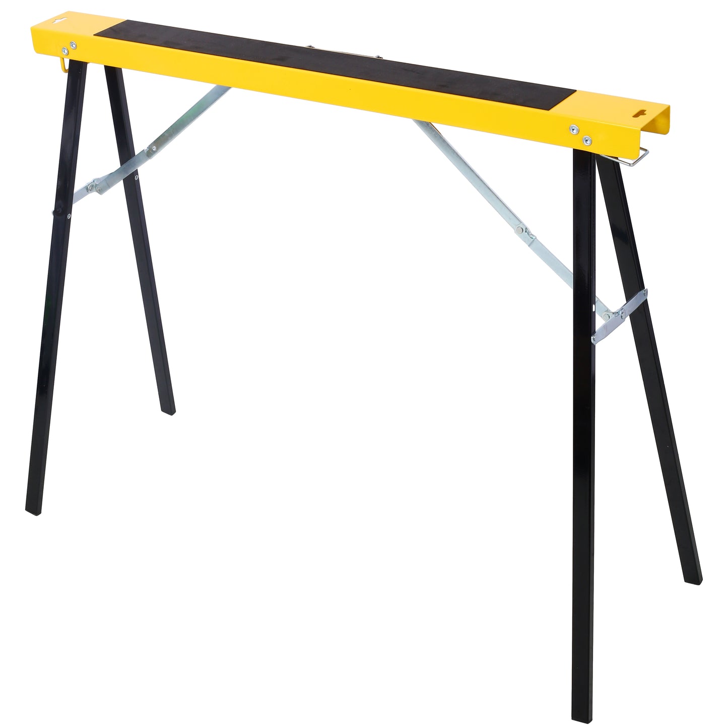 Saw Horses 2 Pack, Folding Portable Work Horse with Fast Open Legs, Convenient Handle, Heavy Duty Steel Sawhorse for Garage, Workshop, Fully Assembled,yellow+black color