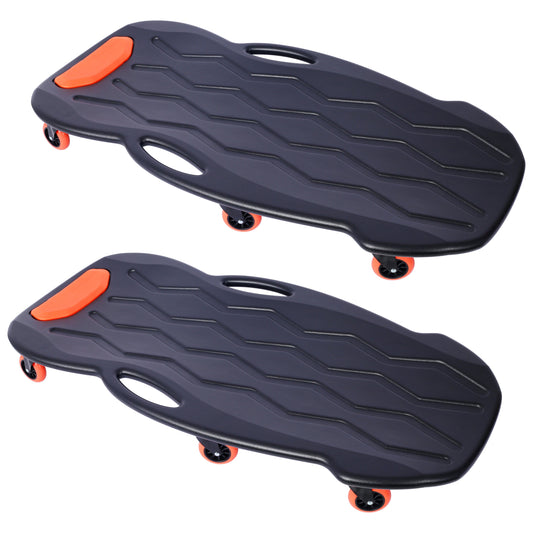 2pcs Plastic Creeper 42 Inch with carrying bag - Blow Molded Ergonomic HDPE Body with Padded Headrest & Dual Tool Trays - 330 Lbs Capacity ORANGE Livingsource
