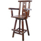 Rustic Bar Stool - Fir Wood Construction, Chair withDecorative Star Backrest, Footrest,Wide Armrest, Rustic Kitchen Stool, Tall Bistro Chair for Dining Room, Restaurant, Pub, 4-Foot,brown color Livingsource