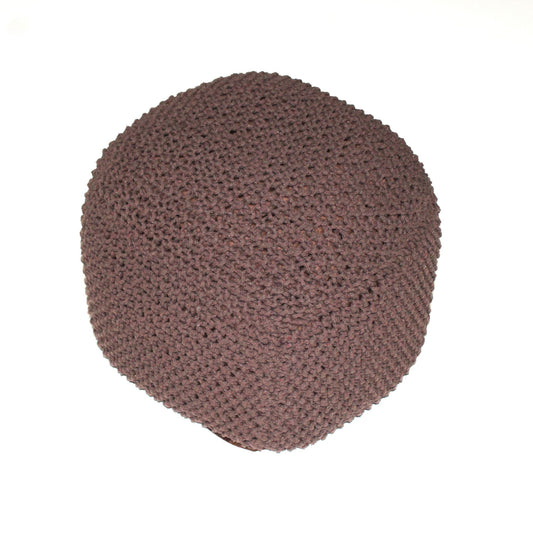 Handmade Semi-Rounded Cable Knitted Pouf - Perfect Seating & Footrest - 100% Cotton - Brown - 21' X 21' X 18' SolidRoot Buy Furniture USA