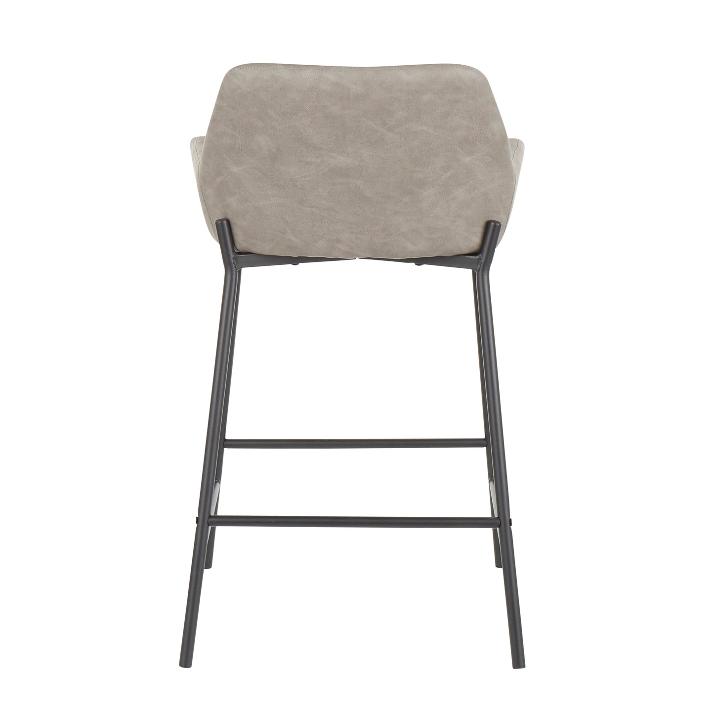 Daniella Industrial Counter Stool in Black Metal and Grey Faux Leather by Set of 2