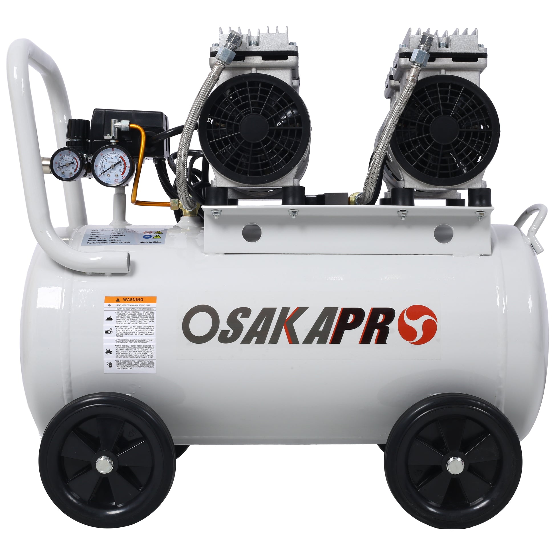 2.5 HP Silent Air Compressor 13 Gallon, Oil-Free, Electric Shop Air Compressor Portable,Lightweight with Wheels, 70 dBA Noise Level, with Automatic Drain Valve,Light Gray SolidRoot Buy Furniture USA