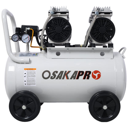 2.5 HP Silent Air Compressor 13 Gallon, Oil-Free, Electric Shop Air Compressor Portable,Lightweight with Wheels, 70 dBA Noise Level, with Automatic Drain Valve,Light Gray SolidRoot Buy Furniture USA