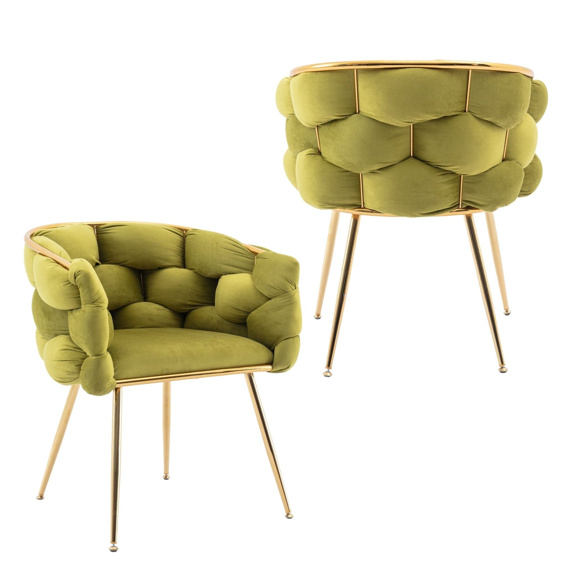 Modern Olive Green Velvet Leisure Accent Chair with Backrest – Single Sofa Stool for Bedroom, Vanity, or Manicure Table SolidRoot Buy Furniture USA