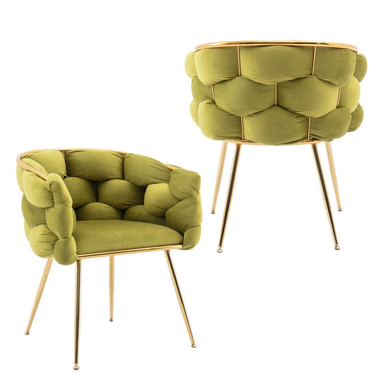 Modern Olive Green Velvet Leisure Accent Chair with Backrest – Single Sofa Stool for Bedroom, Vanity, or Manicure Table SolidRoot Buy Furniture USA