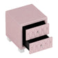 Elegant Velvet Nightstand with 2 Drawers and Crystal Handle, Storage Bedside Table with Button-Tufted, Pink Livingsource