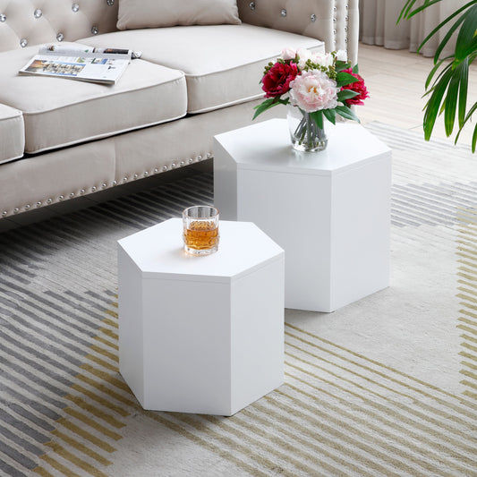 Coffee Tables,MDF with ash/oak/walnut veneer side table/coffee table/end table/nesting table set of 2 for living room,office,bedroom, White Oak, 2Colors SolidRoot Buy Furniture USA