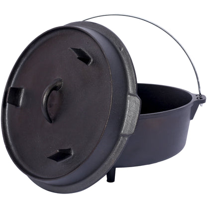 pre-Seasoned Cast Iron Dutch Oven With Skillet Lid, Outdoor Camping Deep Pot for Camping Fireplace Cooking BBQ Baking Campfire, Leg Base,6 Quart Livingsource