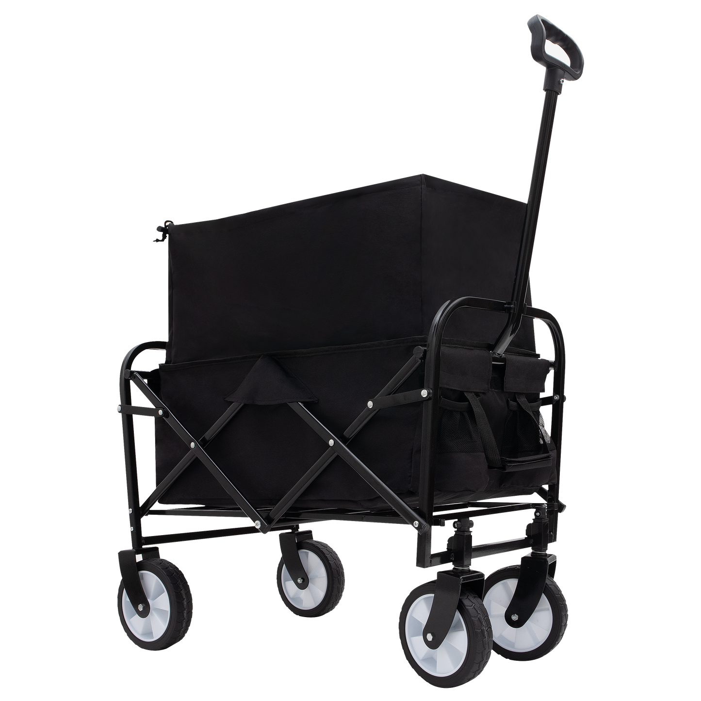 Minimeetall Multi-use Bag Collapsible Foldable Wagon Cart Beach Wagon Heavy Duty Utility Cart Utility Wagon Grocery Cart for for Camping ,3pcs  plastic Liner bag /Cover ,black