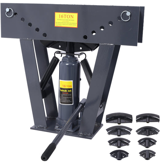 16 Ton Pipe Tube Bender Manual Hydraulic, Piping Bending Exhaust Tube Fabric w/8 Dies(1/2,3/4,1,1-1/4,1-1/12,2,2-1/2,3) Adjustable Rollers 90-180 Degree Bend Steel Iron Metal Ratcheting,dark gray Livingsource